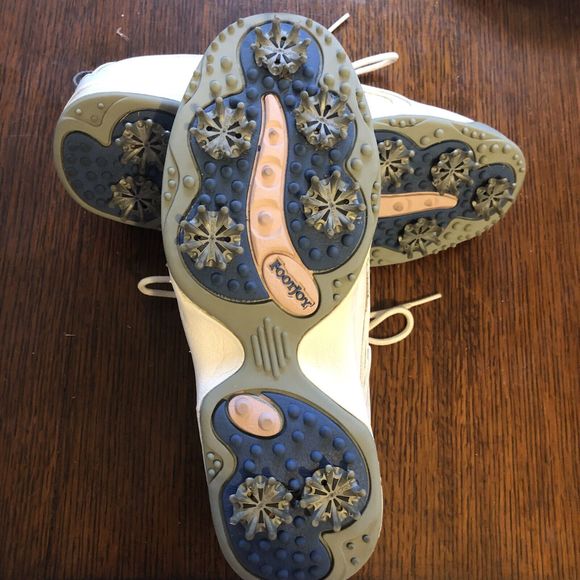 FootJoy GreenJoys Womens Golf Shoes Sz 8.5M White Leather Pink Soft Spike 48703 - Picture 3 of 6